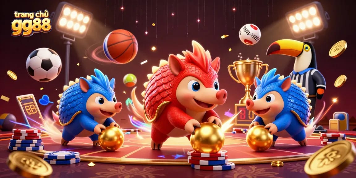 Experience the dynamic action at trang chủ gg88 with rival pangolins and sports balls celebrating casino thrills.