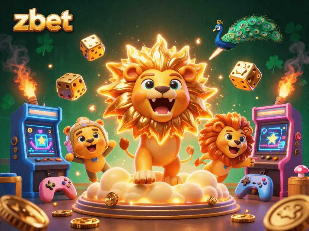 Experience thrilling betting with zbet as a roaring sun lion and tumbling dice create an exciting scene!