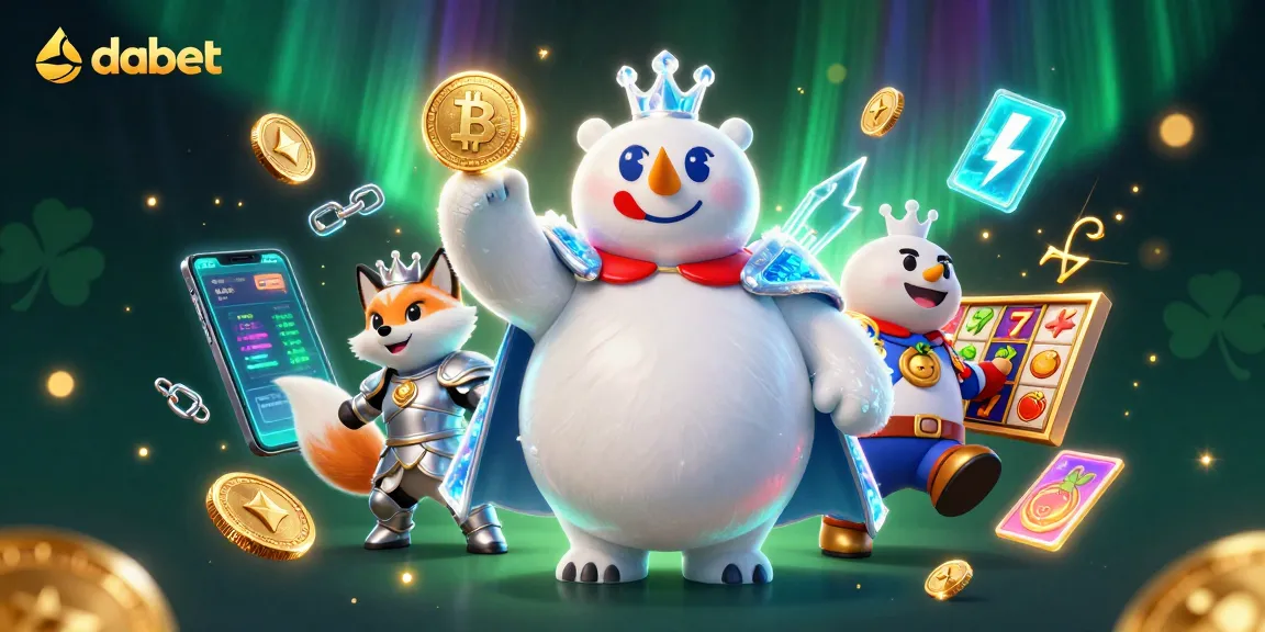 Engage in thrilling gaming with dabet's vibrant 3D casino scene featuring ice king and crypto elements.
