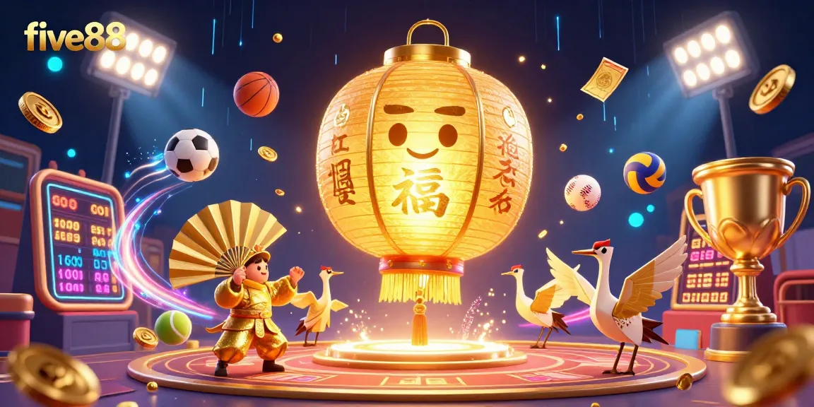 Experience winning energy at five88 with colorful spirits, sports elements, and vibrant casino visuals.