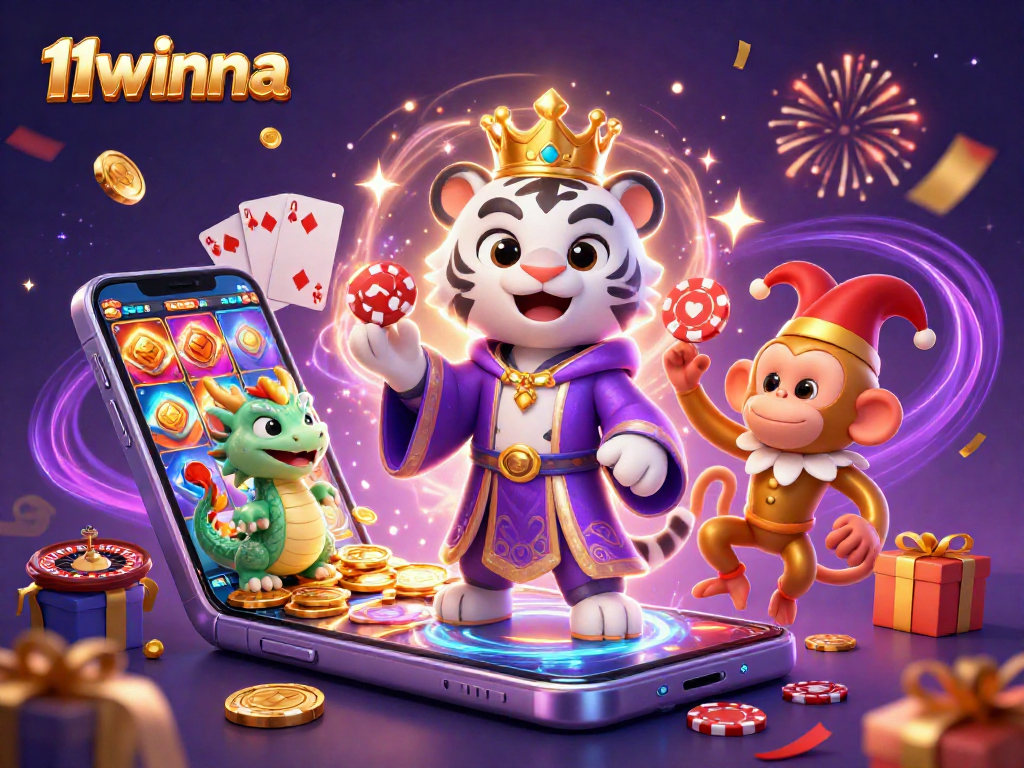 Play poker and win big with captivating 11winna characters in this vibrant casino scene.