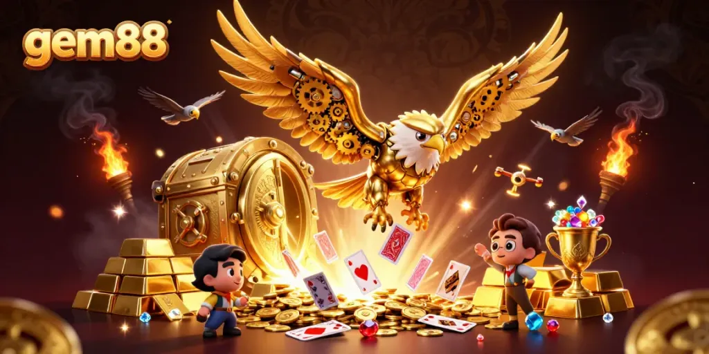 Experience thrilling gameplay at gem88 with golden treasures and vibrant casino elements.