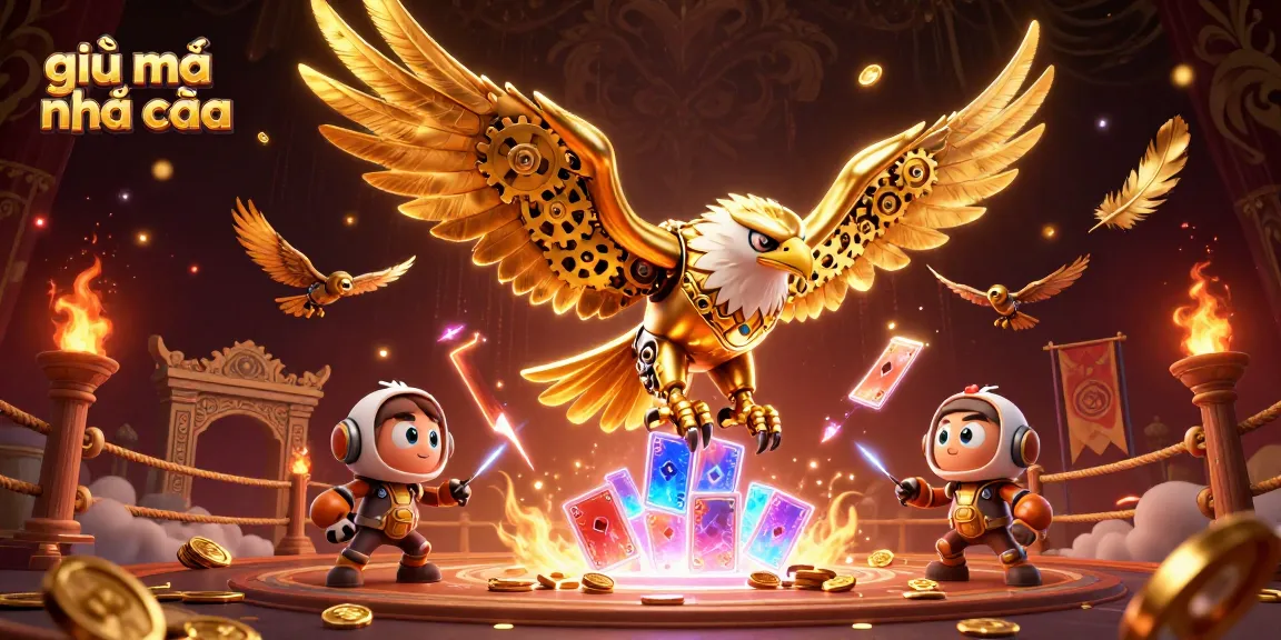 Engage with the thrilling action of giải mã nhà cái as the cybernetic eagle dives through holographic cards.