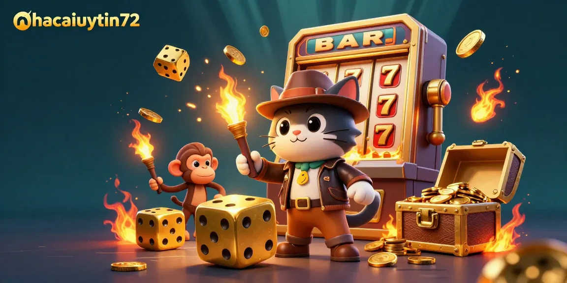Engage in thrilling adventures with nhacaiuytin72 as the cat explorer discovers golden casino treasures.