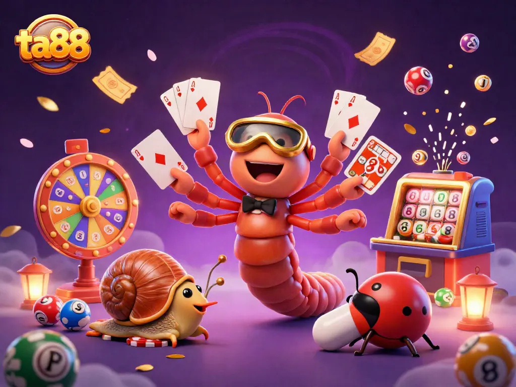 Experience the thrill of ta88 with a vibrant casino scene featuring unique characters and dynamic gaming elements.