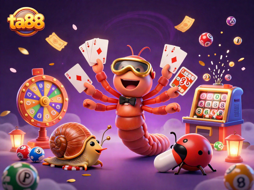 Experience the thrill of ta88 with a vibrant casino scene featuring unique characters and dynamic gaming elements.