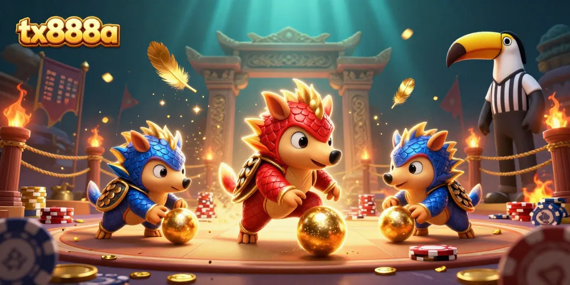 Experience thrilling games at tx888a with dynamic pangolins competing in a vibrant casino scene.