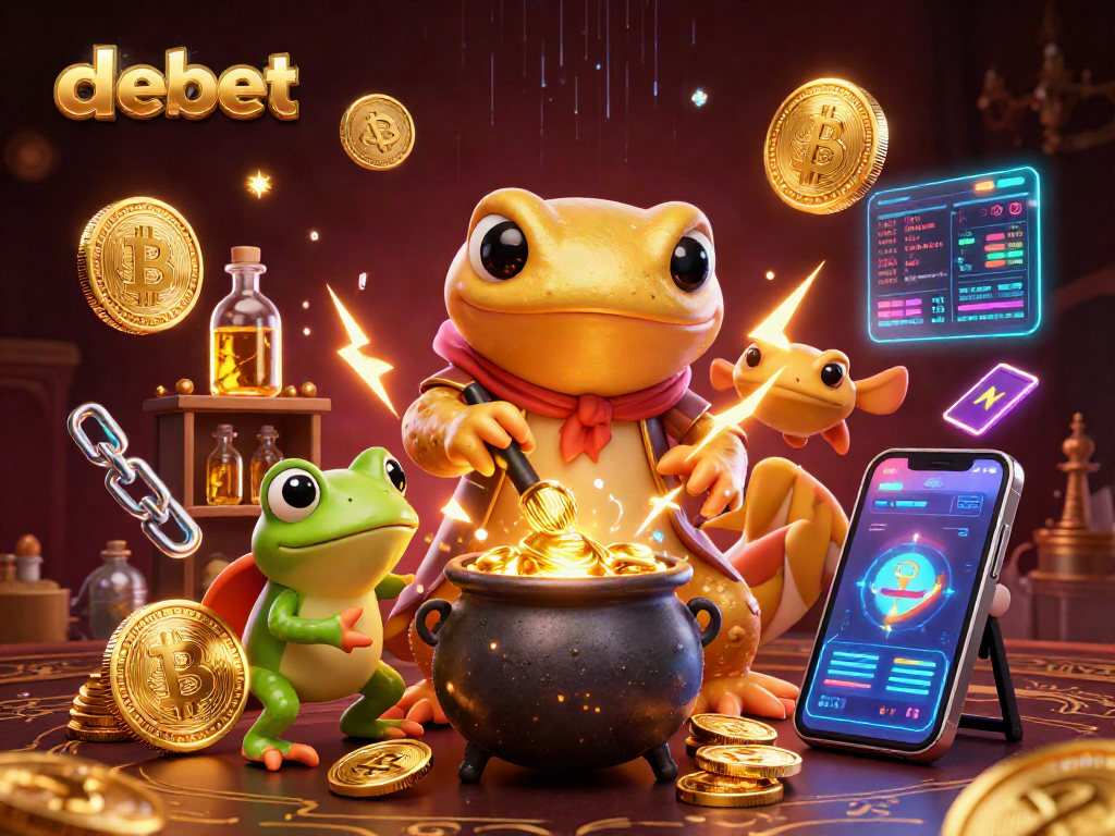 Bet on debet with a magical scene of gold transformation and crypto gaming elements.