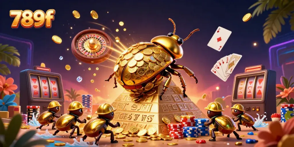 Experience the thrill of 789f with vibrant casino-themed characters in a dynamic 3D illustration.