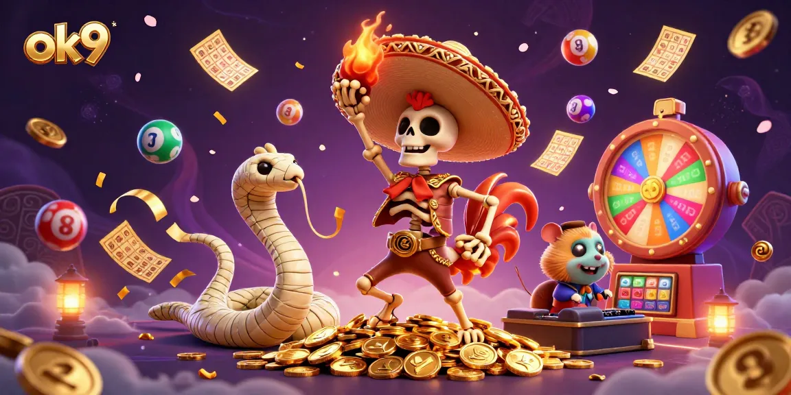Experience thrilling moments at ok9 as the skeleton mariachi celebrates wins with vibrant gambling elements.