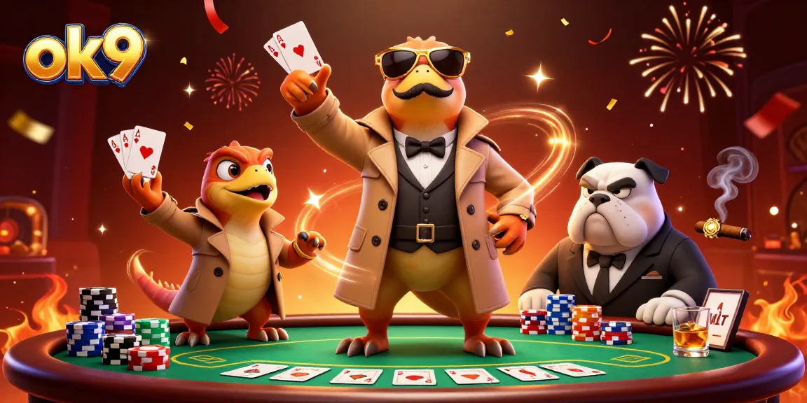 Experience excitement at ok9 as colorful raptors sneak into a VIP casino lounge.
