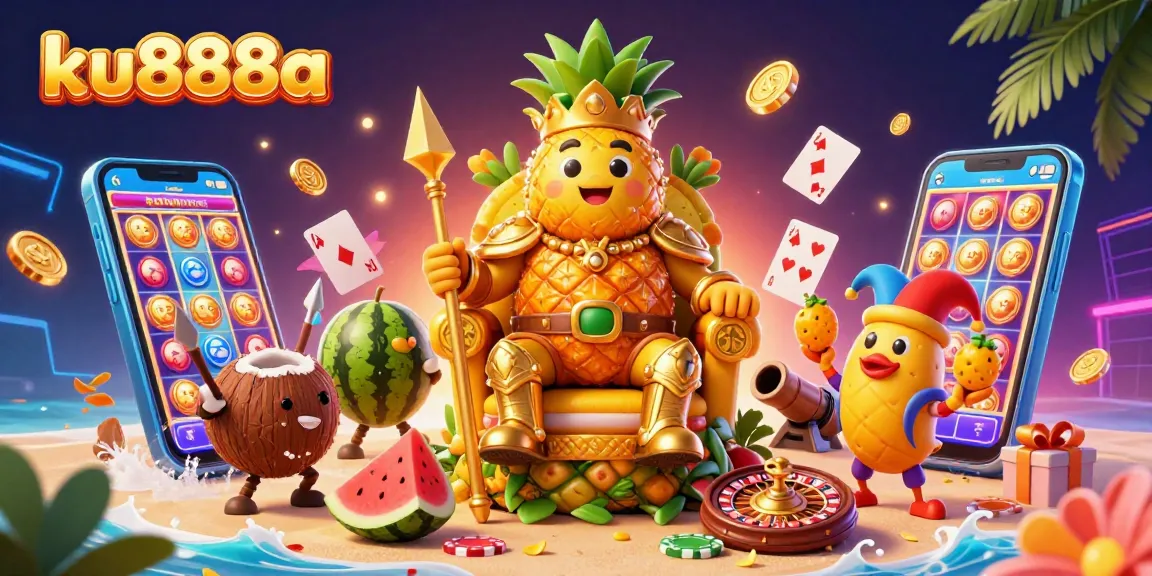 Engage in thrilling gameplay at ku888a with vibrant casino animation featuring unique characters and games.