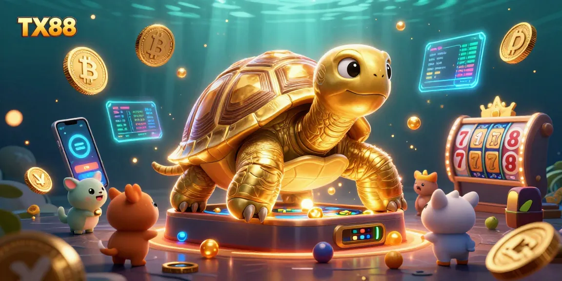 Experience TX88 with vibrant 3D casino themed illustrations showcasing exciting slot features and crypto elements.