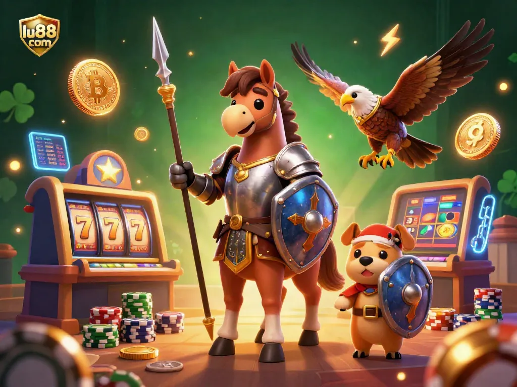 Engage with exhilarating gaming at lu88 com, featuring immersive slot scenes with medieval characters.