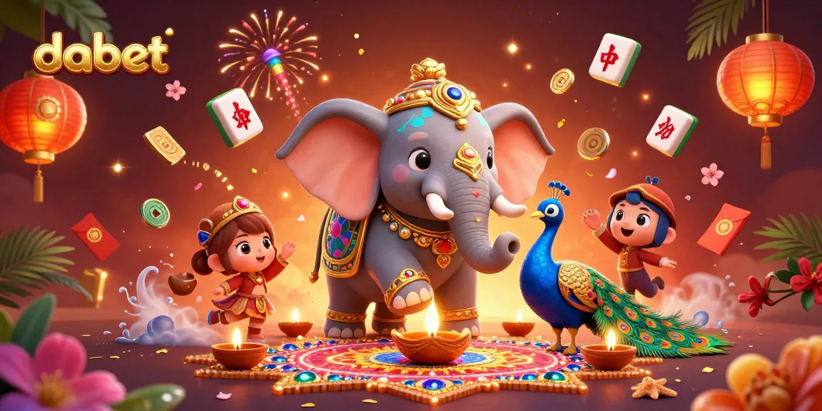 DABET casino gaming illustration featuring colorful gambling elements and dynamic characters in action