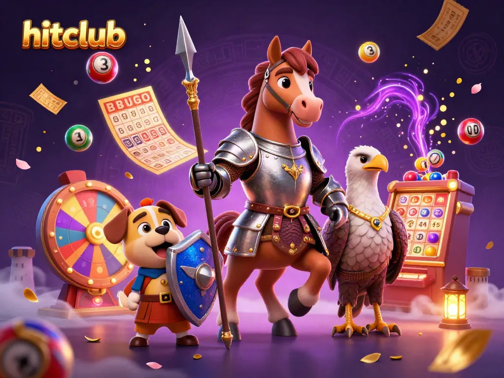 Engage in exciting gaming action at hitclub with vibrant lottery elements and dynamic characters.