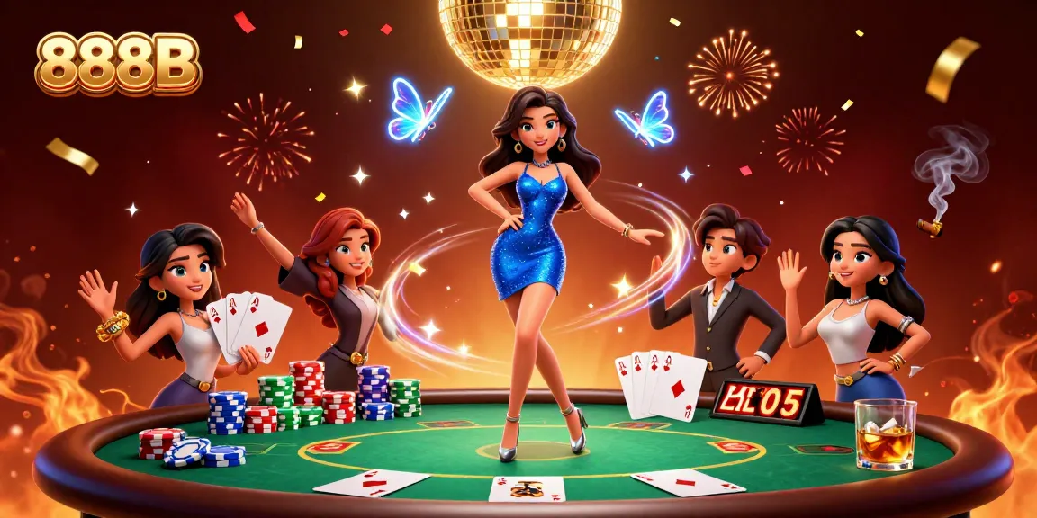 Experience the glamour of 888B gaming with vibrant casino elements and an electric atmosphere.