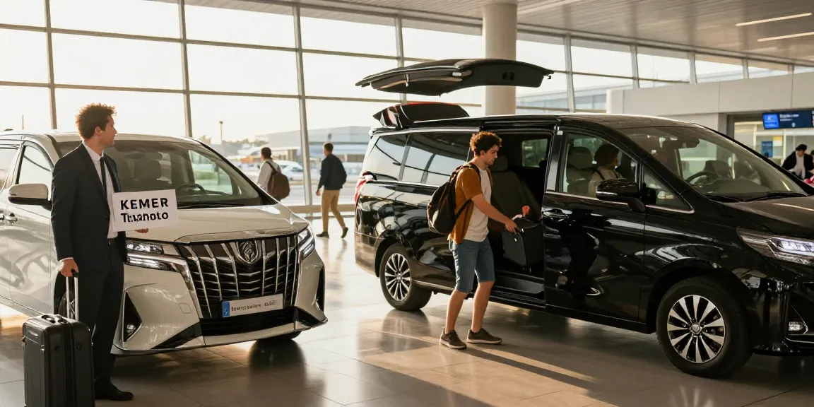 Kemer Airport Transfer with luxury vehicle and welcoming chauffeur at Antalya Airport.