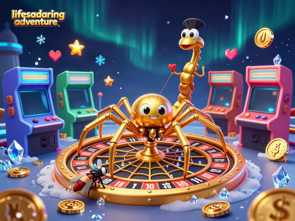 Permainan lotere dan prediksi angka di lifesadaringadventure dengan karakter menarik dan elemen kasino.