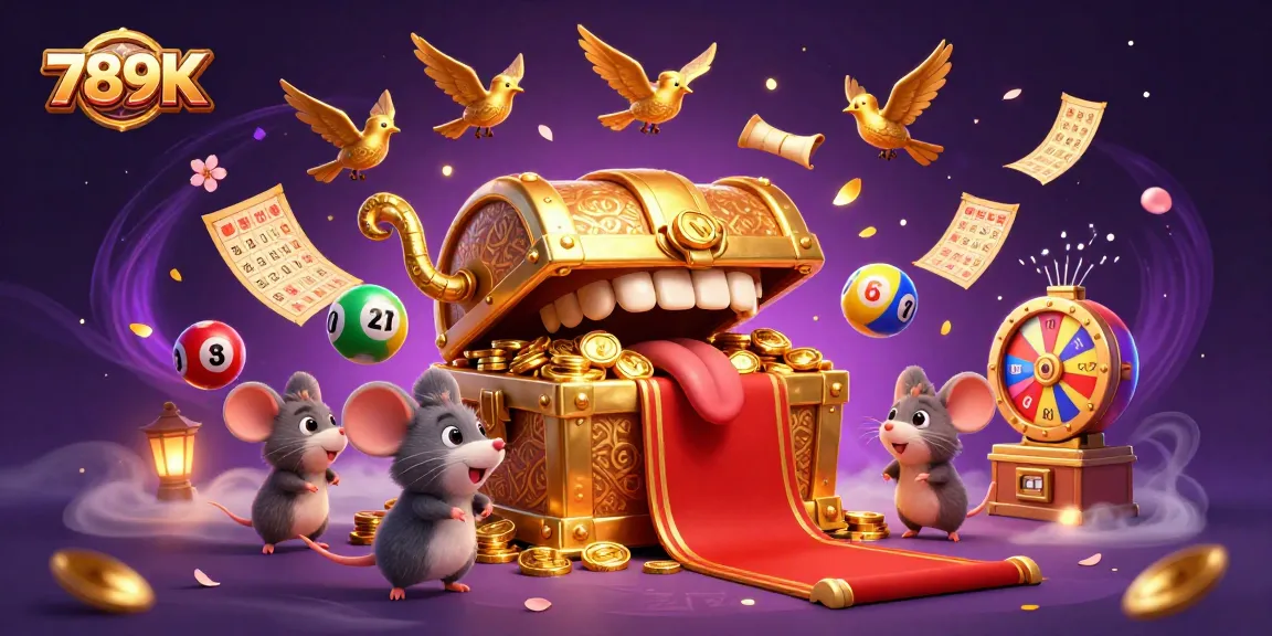 Experience slot gaming excitement with 789K's vibrant treasure-themed illustrations.