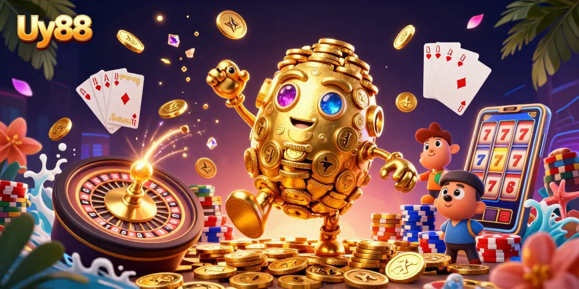 Experience thrilling gameplay with Uy88's vibrant casino environment showcasing dynamic golden golem and engaging elements.