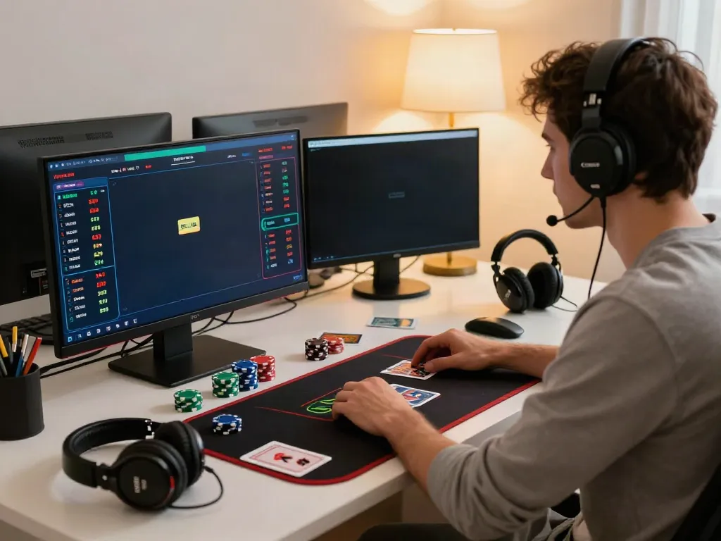 Engaging scene of a player using uk88 platform for virtual sports betting.