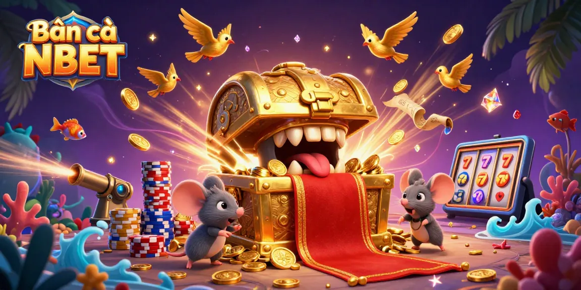 Bắn cá NBET captures excitement with vibrant sea creatures and casino elements, showcasing thrilling underwater gameplay.
