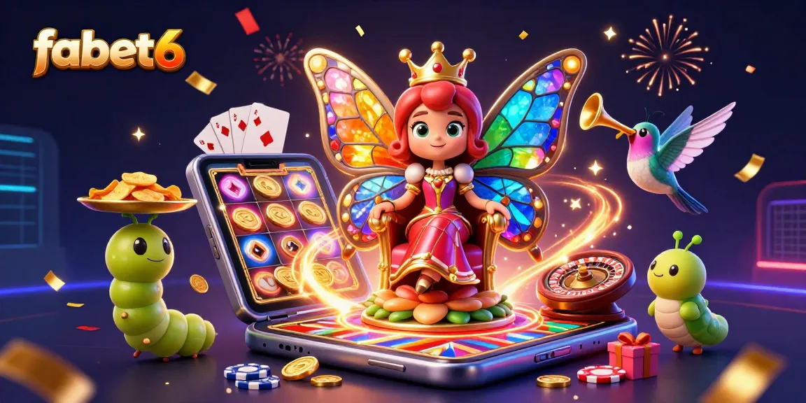 Experience the excitement of fabet6 with a dazzling casino scene featuring vibrant games and a magical atmosphere.