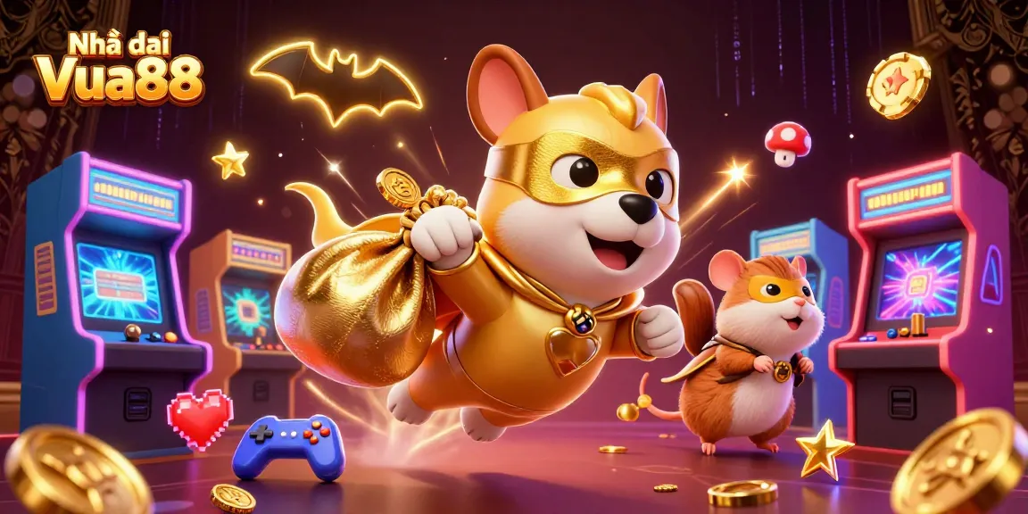 Join the action at Nhà cái Vua88 as the superhero dog and his sidekick ride into a rich casino adventure.