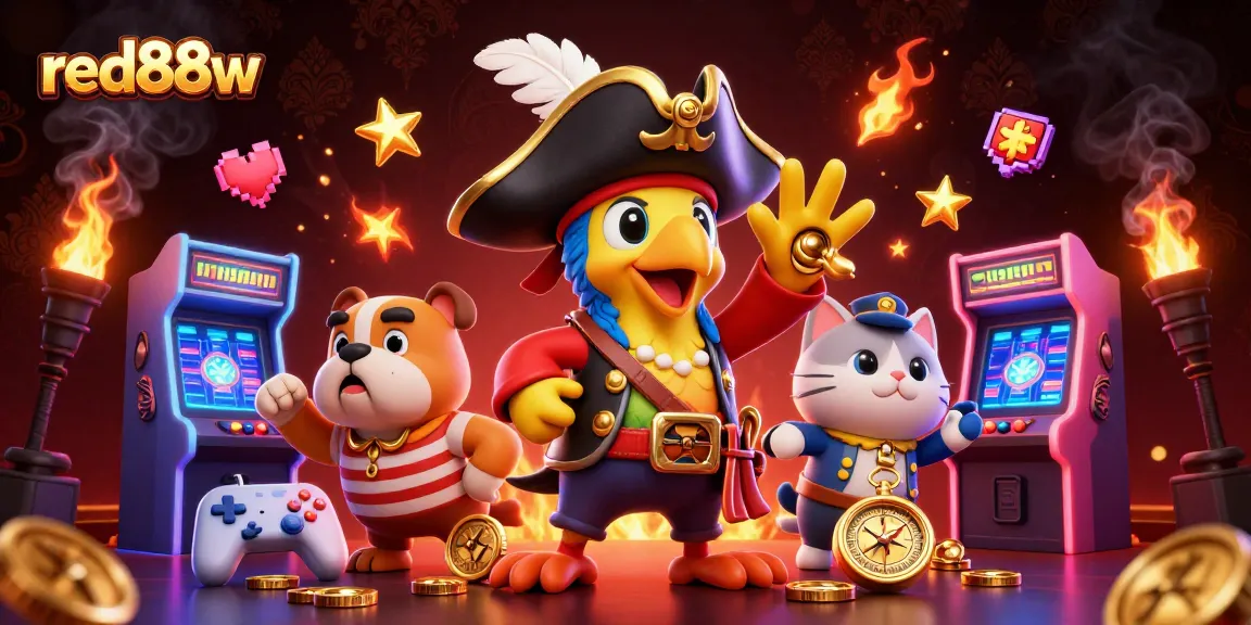 Engage with the exciting red88w pirate-themed casino scene featuring vibrant game elements.