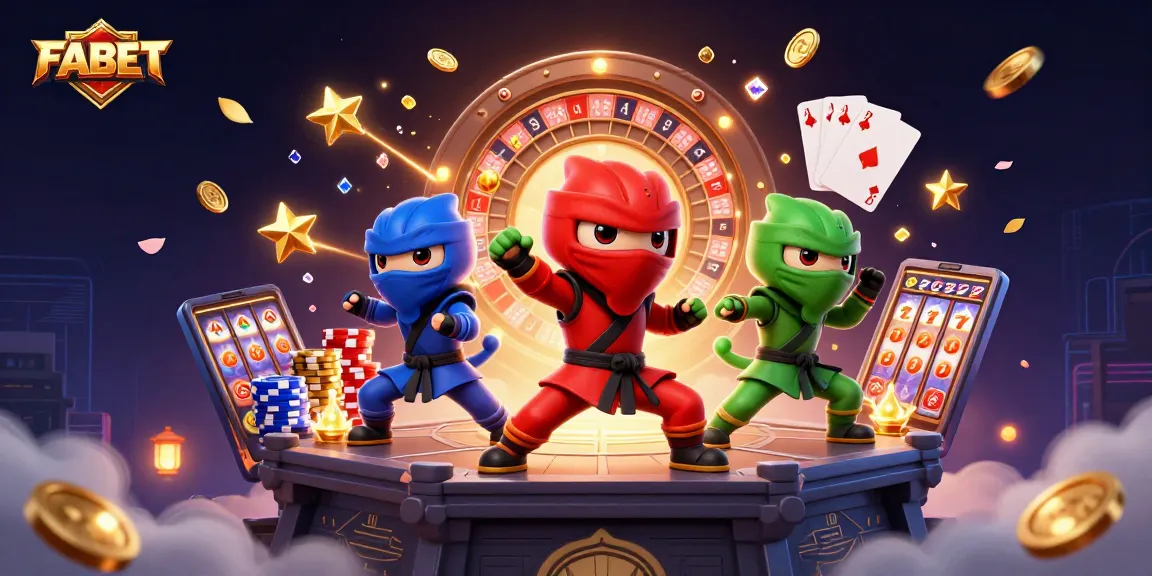 Experience thrilling FABET action with ninja chameleons and cascading casino elements